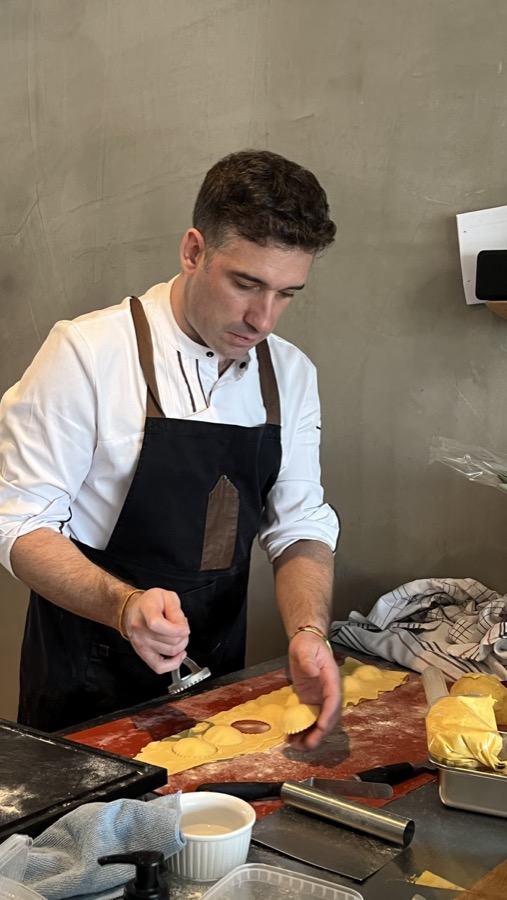 Chef Sergi preparing fresh pasta